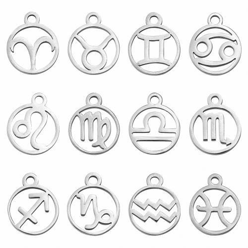 Stainless Steel Pendants 201 Stainless Steel 12 Signs of the Zodiac plated DIY Approx Sold By Bag