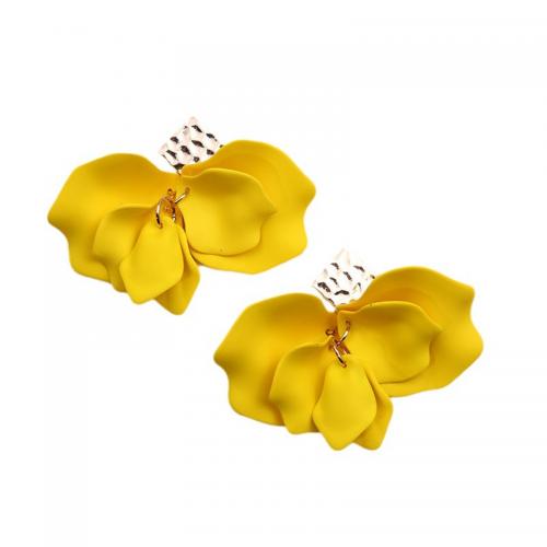 Acrylic Jewelry Earring, petals, painted, fashion jewelry & for woman, more colors for choice, 60x35mm, Sold By Pair