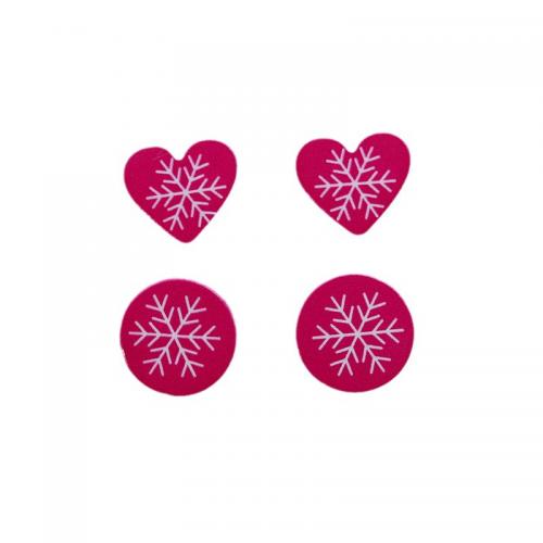 قرط اﻷكريليك والمجوهرات, أكريليك, 2 قطعة & تصميم عيد الميلاد & طباعة & للمرأة, Heart :13x15mm, circle :15x15mm., تباع بواسطة تعيين