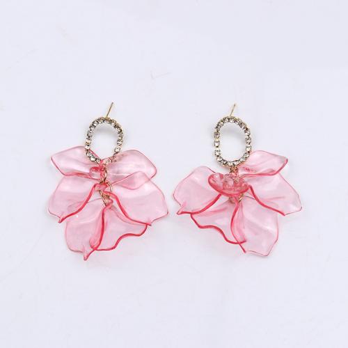 Acrylic Jewelry Earring petals painted fashion jewelry & for woman & with rhinestone Sold By Pair
