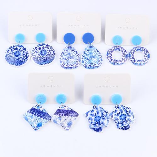 Acrylic Jewelry Earring & printing & for woman Sold By Pair