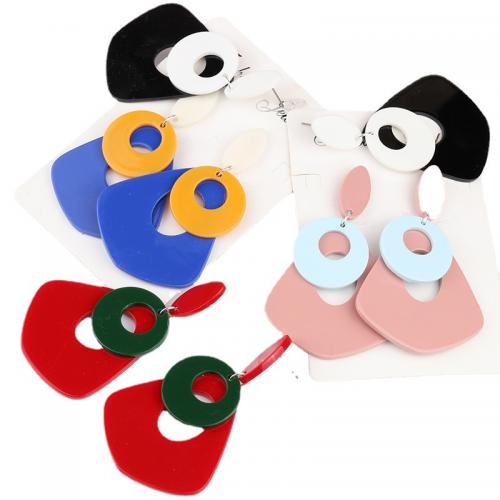 Acrylic Jewelry Earring, painted, fashion jewelry & for woman & hollow, more colors for choice, 73x45mm, Sold By Pair