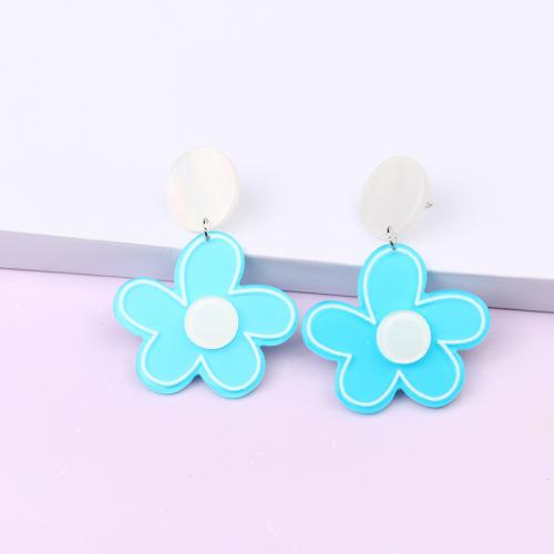 Acrylic Jewelry Earring Flower fashion jewelry & printing & for woman Sold By Pair