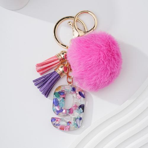 Zinc Alloy Key Clasp with PU Leather & Resin Number Unisex pink nickel lead & cadmium free Sold By PC