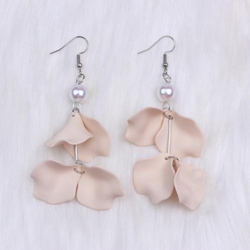Acrylic Jewelry Earring with Plastic Pearl petals painted fashion jewelry & for woman Sold By Pair