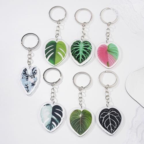 Zinc Alloy Key Clasp with Acrylic Leaf 7 pieces & Unisex nickel lead & cadmium free Sold By Set
