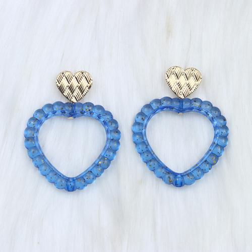 Acrylic Jewelry Earring, Heart, painted, fashion jewelry & for woman & hollow, more colors for choice, 55x43mm, Sold By Pair