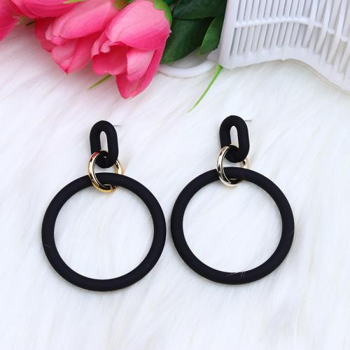 Acrylic Jewelry Earring, Round, painted, fashion jewelry & for woman & hollow, more colors for choice, 70x50mm, Sold By Pair