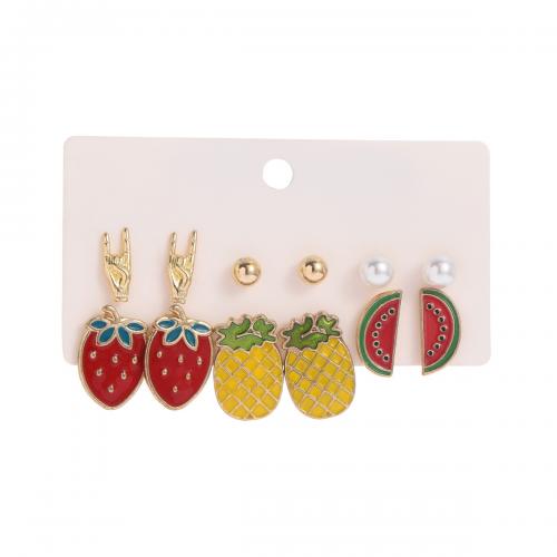 Zinc Alloy Earring Set plated & for woman & enamel & with rhinestone earring length 10-30mm Sold By Set