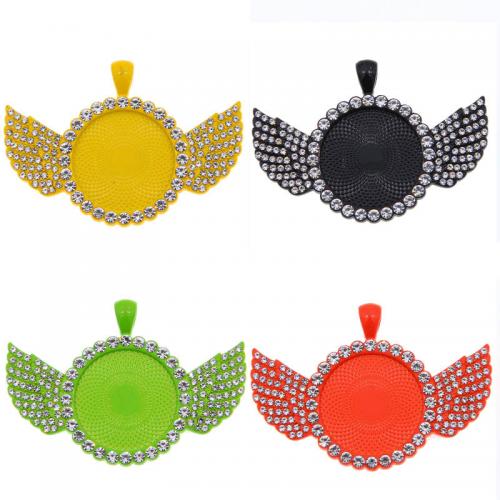 Tibetan Style Pendant Cabochon Setting, Wing Shape, stoving varnish, DIY & with rhinestone, more colors for choice, nickel, lead & cadmium free, 59x42mm, Inner Diameter:Approx 25mm, Approx 100PCs/Bag, Sold By Bag