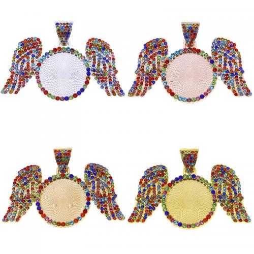Zinc Alloy Pendant Cabochon Setting Wing Shape plated DIY & with rhinestone nickel lead & cadmium free Approx Sold By Bag