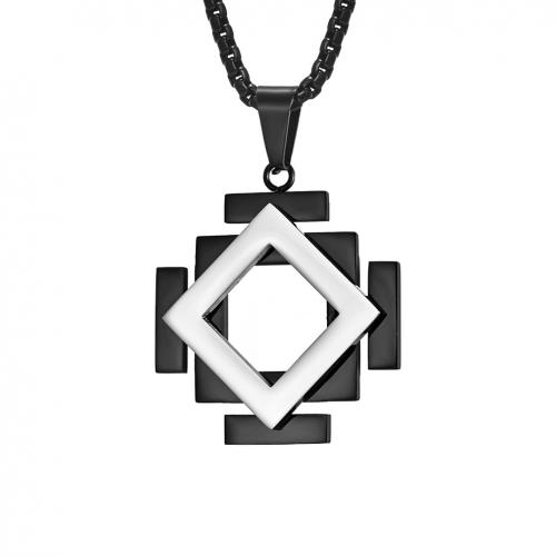 Titanium Steel Necklace Rhombus Vacuum Ion Plating fashion jewelry & Unisex & hollow Length Approx 60 cm Sold By PC