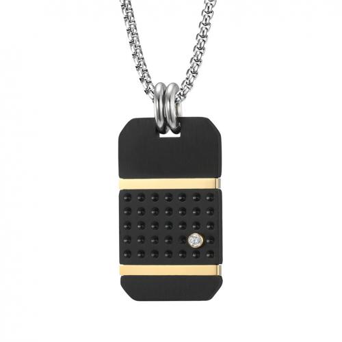 Titanium Steel Necklace, Rectangle, Vacuum Ion Plating, fashion jewelry & Unisex & with rhinestone, more colors for choice, Length:Approx 60 cm, Sold By PC