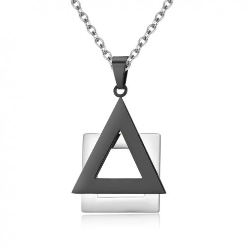 Titanium Steel Necklace, with 5cm extender chain, Triangle, Vacuum Ion Plating, fashion jewelry & polished & Unisex & hollow, more colors for choice, 29x24mm, Length:Approx 60 cm, Sold By PC