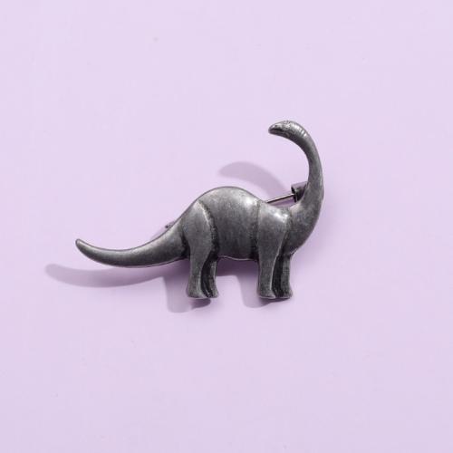 Tibetan Style Brooches, Dinosaur, stoving varnish, Unisex, silver color, 35x25mm, Approx 10PCs/Lot, Sold By Lot