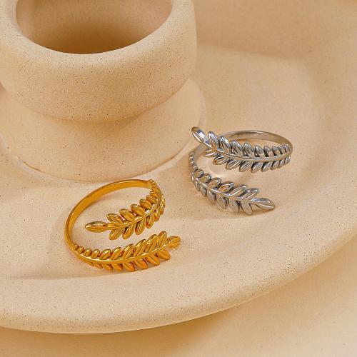 Ring Finger ze stali nierdzewnej, Stal nierdzewna 304, Liść, biżuteria moda & dla kobiety, dostępnych więcej kolorów, inner diameter 17mm, sprzedane przez PC