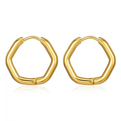 Rustfrit stål Lever Tilbage Earring, 304 rustfrit stål, Hexagon, mode smykker & for kvinde, flere farver til valg, 17x16mm, Solgt af par