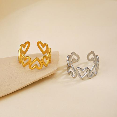 Stainless Steel Finger Ring 304 Stainless Steel Heart Vacuum Ion Plating fashion jewelry & for woman diameter 17mm Sold By PC