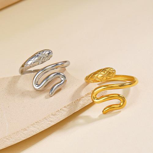 Stainless Steel Finger Ring, 304 Stainless Steel, Snake, Vacuum Ion Plating, fashion jewelry & for woman, more colors for choice, diameter 17mm, Sold By PC