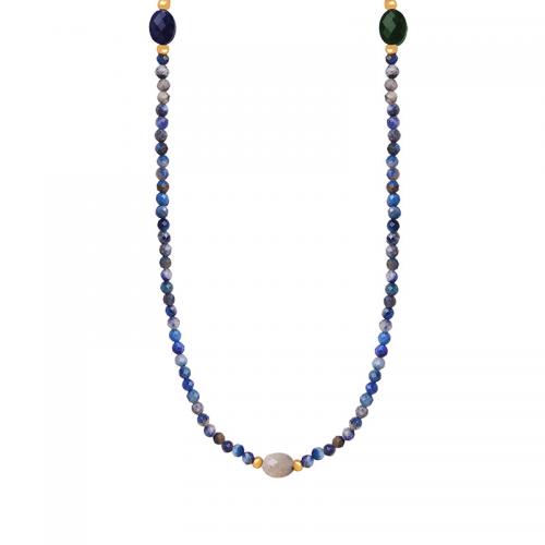 Titanstahl Halskette, Naturstein, mit Titanstahl, mit Verlängerungskettchen von 7cm, Modeschmuck & für Frau, Länge ca. 40 cm, verkauft von PC