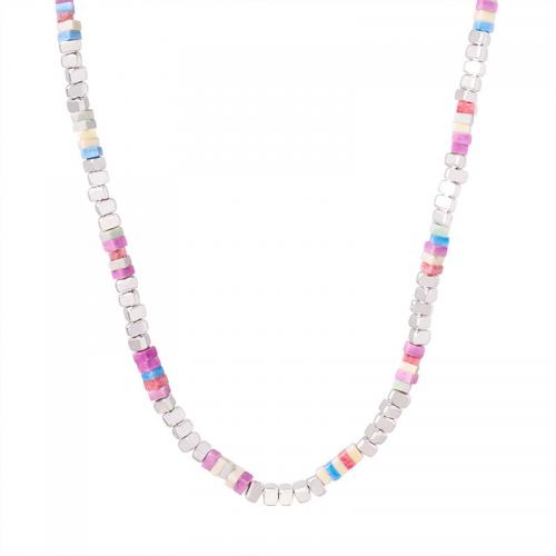 Titanstahl Halskette, Naturstein, mit Titanstahl, mit Verlängerungskettchen von 5cm, Modeschmuck & für Frau, Länge:ca. 39 cm, verkauft von PC
