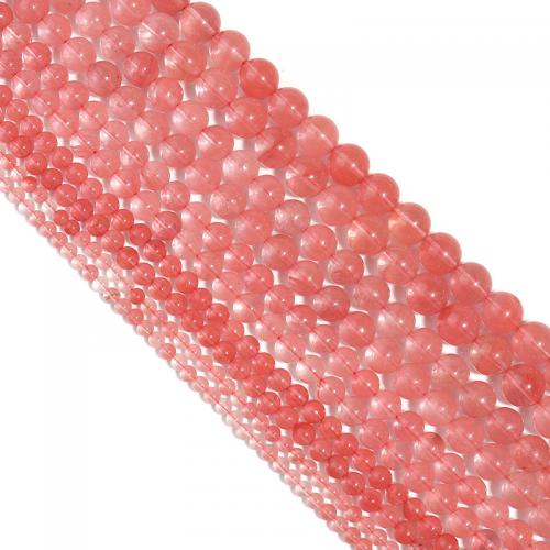 Natural Quartz Jewelry Beads Cherry Quartz Round DIY pink Sold Per Approx 38 cm Strand