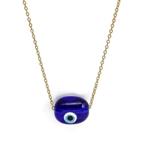 Evil Eye smykker halskæde, Messing, med Lampwork, guldfarve belagt, Anden figur til valg & mode smykker & Unisex & onde øje mønster, flere farver til valg, nikkel, bly & cadmium fri, Solgt af PC