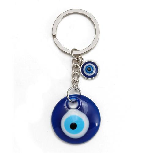 Zinc Alloy Key Clasp with Plastic Unisex & evil eye pattern & enamel nickel lead & cadmium free overall length 87mm Sold By PC