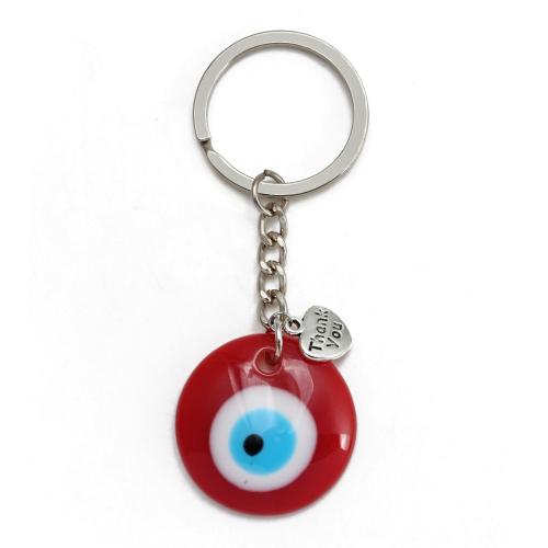 Tibetan Style Key Clasp, with Plastic, Unisex & evil eye pattern & enamel, more colors for choice, nickel, lead & cadmium free, overall length 85mm,evil eye 30mm, Sold By PC