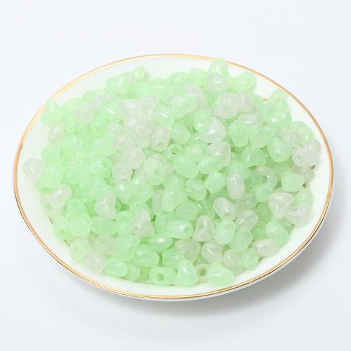 Plastic Beads, Heart, DIY & luminated, green, 9x12mm, Approx 1400PCs/Bag, Sold By Bag