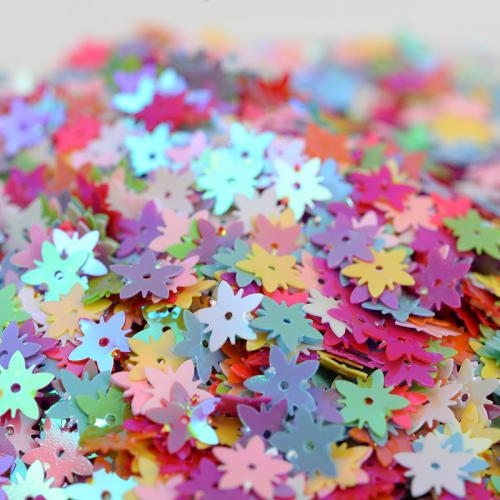 Plastic Sequin, PVC Plastic, Flower, DIY, more colors for choice, 9mm, Sold By Bag