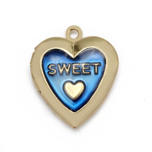 Brass Heart Pendants gold color plated & DIY & enamel nickel lead & cadmium free Sold By PC