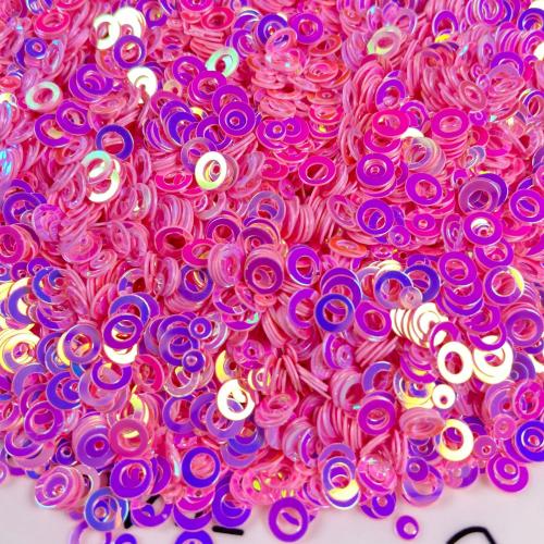 Plastic Sequin, PVC Plastic, Donut, DIY, more colors for choice, 5mm, Sold By Bag