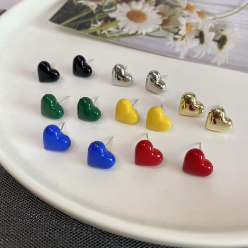 Acrylic Jewelry Earring, with Brass, Heart, painted, fashion jewelry & for woman, more colors for choice, 10mm, Sold By Pair