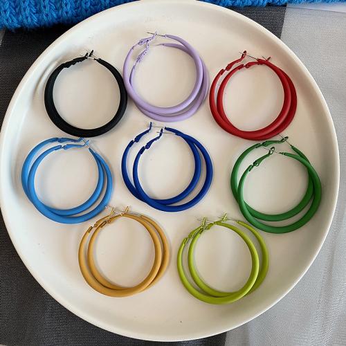 Brass Hoop Earring, painted, fashion jewelry & for woman, more colors for choice, 48mm, Sold By Pair