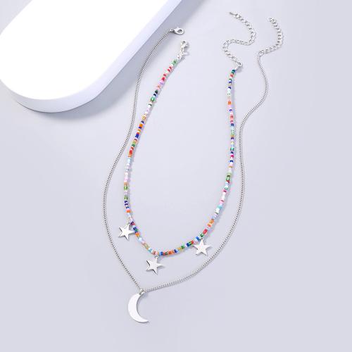 Brass Jewelry Set earring & necklace with Seedbead plated 2 pieces & fashion jewelry & for woman nickel lead & cadmium free Length Approx 38 cm Approx 50 cm Sold By PC