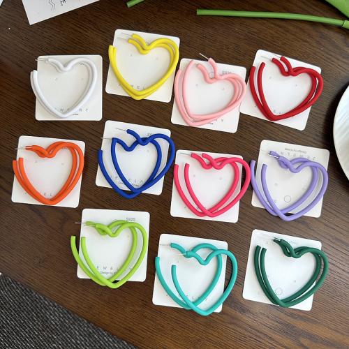 Acrylic Jewelry Earring, Heart, stoving varnish, fashion jewelry & for woman & hollow, more colors for choice, nickel, lead & cadmium free, 65mm, Sold By Pair