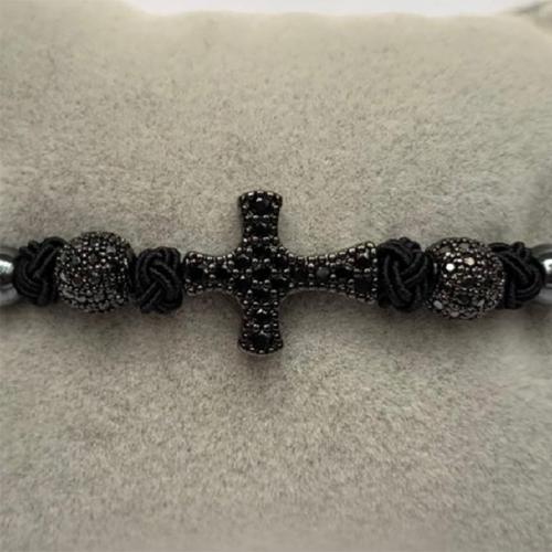 Connecteur de bijoux en laiton, croix, Placage, DIY & pavé de micro zircon, noire, 18x15mm, Vendu par PC