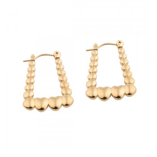Stainless Steel Lever Back Earring, 304 Stainless Steel, plated, for woman, golden, 26.50x20x3mm, Sold By Pair