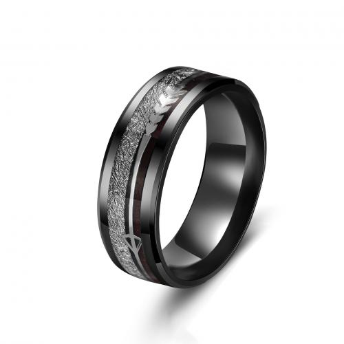 Rozsdamentes acél Finger Ring, 304 rozsdamentes acél, divat ékszerek & különböző méretű a választás & az ember, fekete, nikkel, ólom és kadmium mentes, Által értékesített PC