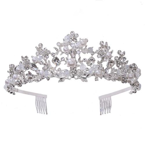 Bridal Tiaras Zinc Alloy with Rhinestone & Plastic Pearl fashion jewelry & for woman & with rhinestone nickel lead & cadmium free cm .2 cm Sold By PC
