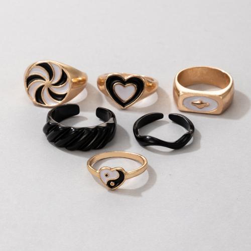 Tibetan Style Ring Set, plated, 6 pieces & for woman & enamel, US Ring Size:5.5-9, Sold By Set