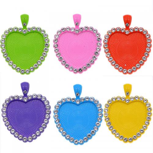 Tibetan Style Pendant Cabochon Setting, Heart, stoving varnish, DIY & with rhinestone, more colors for choice, nickel, lead & cadmium free, 33x41mm, Inner Diameter:Approx 25mm, Approx 100PCs/Bag, Sold By Bag