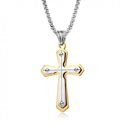 Titanium Steel Necklace Cross Vacuum Ion Plating fashion jewelry & Unisex Length Approx 60 cm Sold By PC