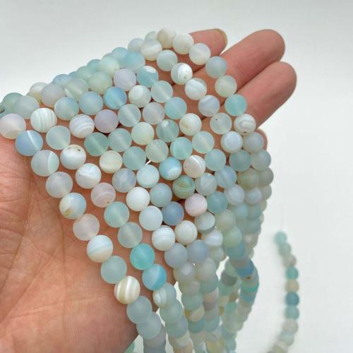 Natürliche Streifen Achat Perlen, rund, DIY & verschiedene Größen vorhanden & satiniert, keine, verkauft von Strang