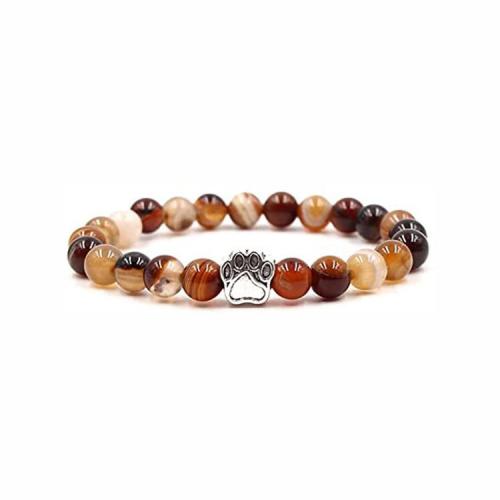 Gemstone Bracelets, Natural Stone, with Tibetan Style, Claw, silver color plated, fashion jewelry & different materials for choice & Unisex, more colors for choice, 8mm, Length:Approx 18 cm, Sold By PC