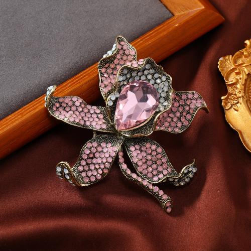 Tibetan Style Brooches, Fleur-de-lis, Unisex & with rhinestone, more colors for choice, nickel, lead & cadmium free, 86x97mm, Approx 10PCs/Lot, Sold By Lot