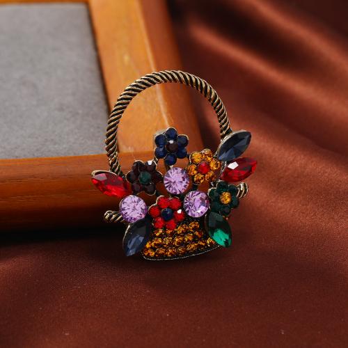 Zinc Alloy Brooches Flower Basket Unisex & with rhinestone nickel lead & cadmium free Approx Sold By Lot