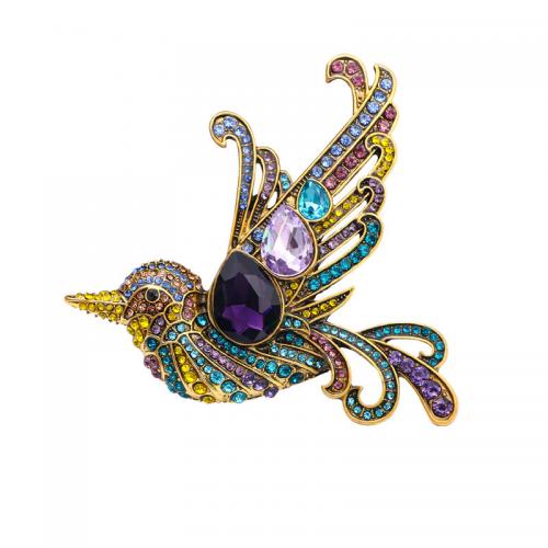 Zinc Alloy Brooches Bird Unisex & with rhinestone nickel lead & cadmium free Approx Sold By Lot