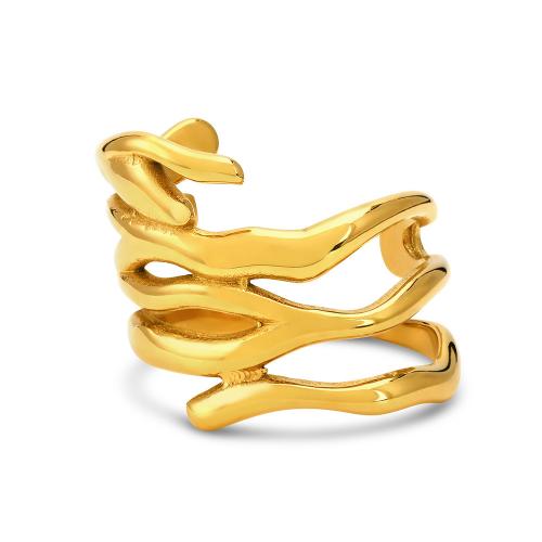 Titanium Steel Finger Ring Vacuum Ion Plating fashion jewelry & for woman golden nickel lead & cadmium free Sold By PC